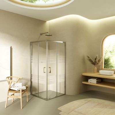 DIANA - Cabine de Duche (70-120 cm x 180-185-190 cm) com Vidro Meio Fosco 6mm - Entrada de Canto, Portas de Correr e Perfis em Inox
