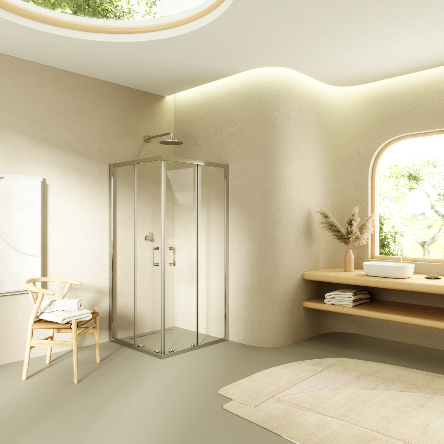 DIANA - Cabine de Duche (70-120 cm x 180-185-190 cm) com Vidro Transparente 6mm - Entrada de Canto, Portas de Correr e Perfis em Inox