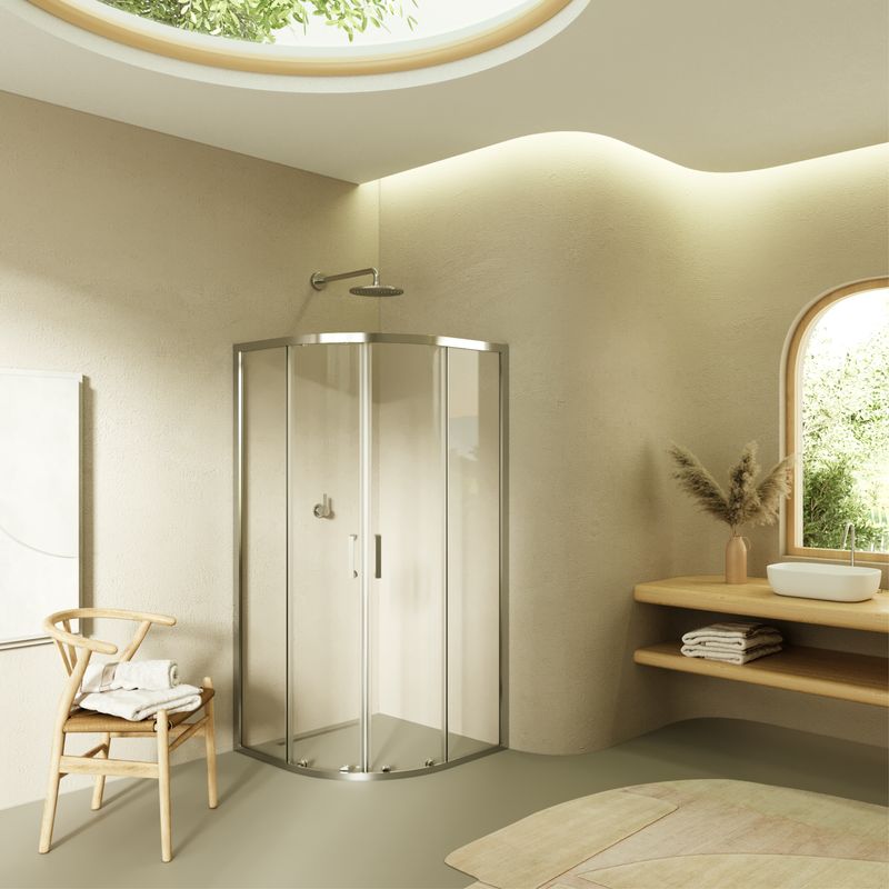 ELLA - Cabine de Duche 1/4 Círculo (80-100 cm x 190 cm) com Vidro Transparente 6mm - Portas Deslizantes e Perfis em Alumínio