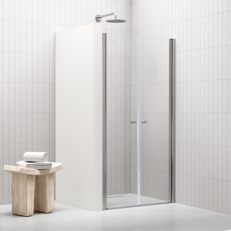 LIMA - Porta de Duche (68-140 cm x 195 cm) com Vidro Transparente 6 mm - Portas de Bater e Perfis em Metal Cromado