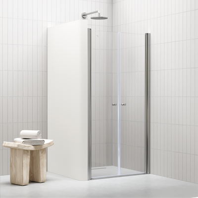 LIMA - Porta de Duche (68-100 cm x 180 cm) com Vidro Transparente 6 mm - Portas de Bater e Perfis em Metal Cromado