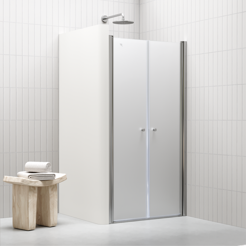 LIMA - Porta de Duche (68-140 cm x 185 cm) com Vidro Fosco 6 mm - Portas de Bater e Perfis em Metal Cromado