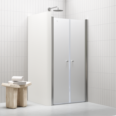 LIMA - Porta de Duche (68-140 cm x 185 cm) com Vidro Fosco 6 mm - Portas de Bater e Perfis em Metal Cromado