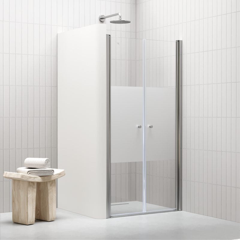 LIMA - Porta de Duche (68-140 cm x 195 cm) com Vidro Meio Fosco 6 mm - Portas de Bater e Perfis em Metal Cromado