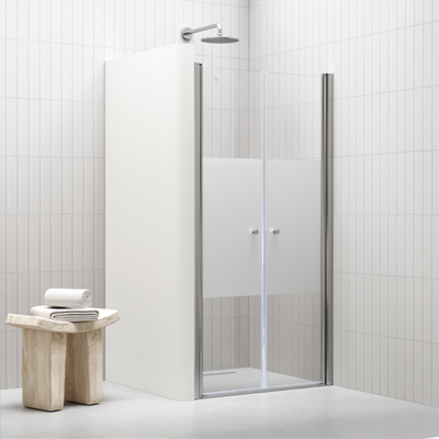 LIMA - Porta de Duche (68-140 cm x 185 cm) com Vidro Meio Fosco 6 mm - Portas de Bater e Perfis em Metal Cromado