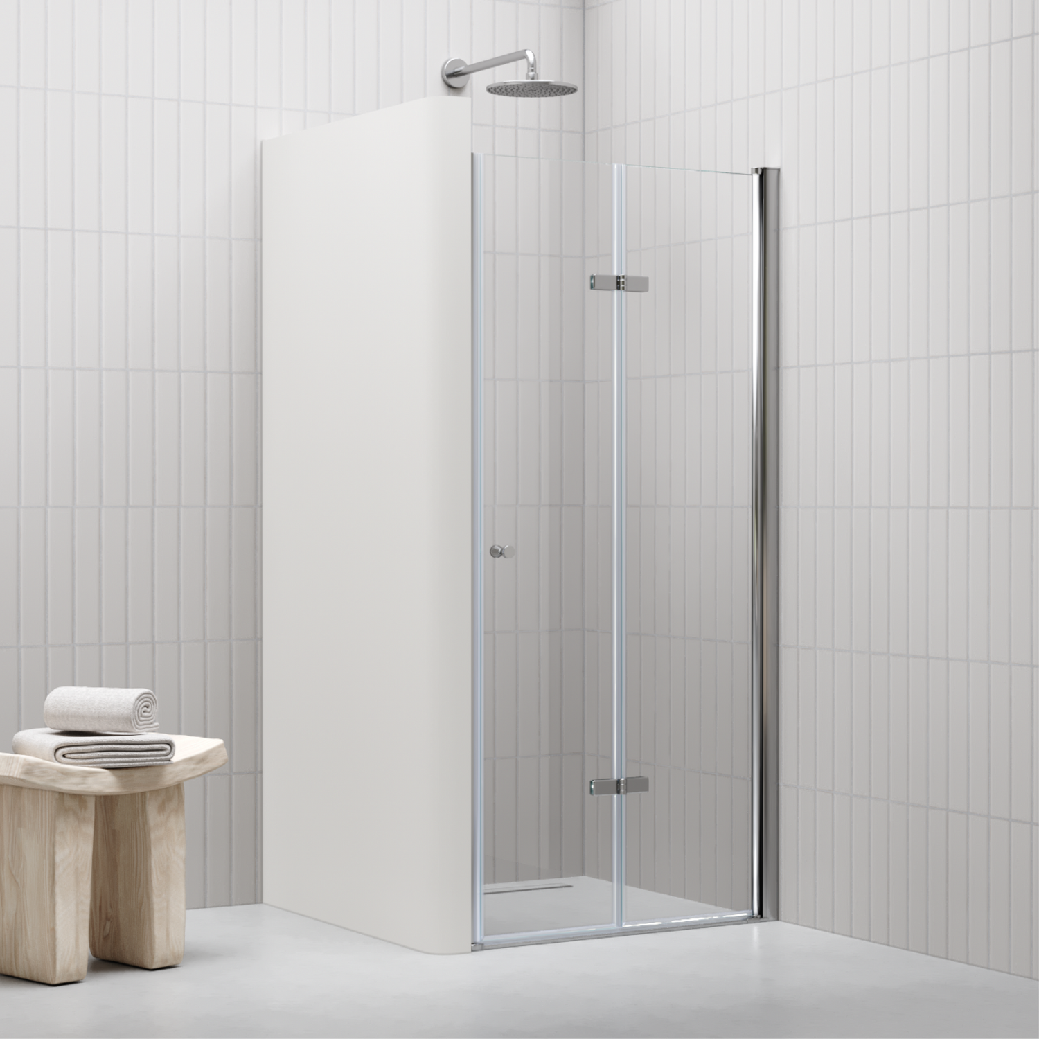 MILA - Porta de Duche (68-100 cm x 195 cm) com Vidro Transparente 6 mm - Portas de Fole e Perfis em Metal Cromado, Medidas: 68 - 72 cm