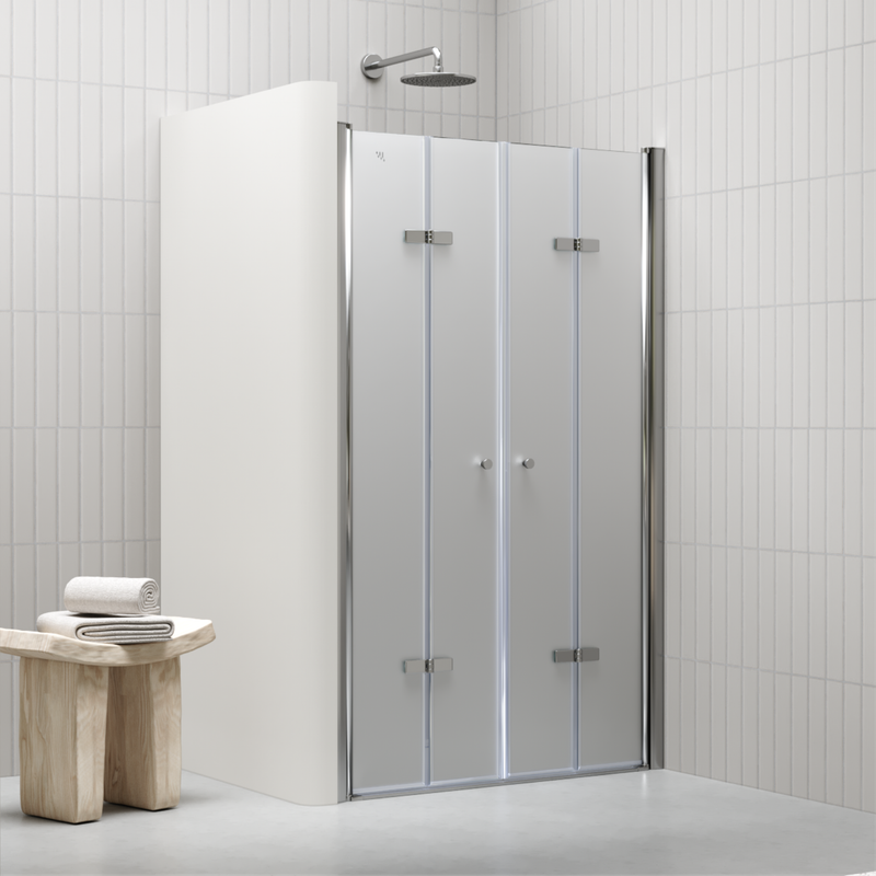 LENA - Porta de Duche (68-160 cm x 185 - 195 cm) com Vidro Fosco 6 mm - Portas de Bater e Perfis em Metal Cromado