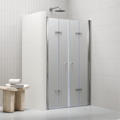 LENA - Porta de Duche (68-160 cm x 185 - 195 cm) com Vidro Fosco 6 mm - Portas de Bater e Perfis em Metal Cromado