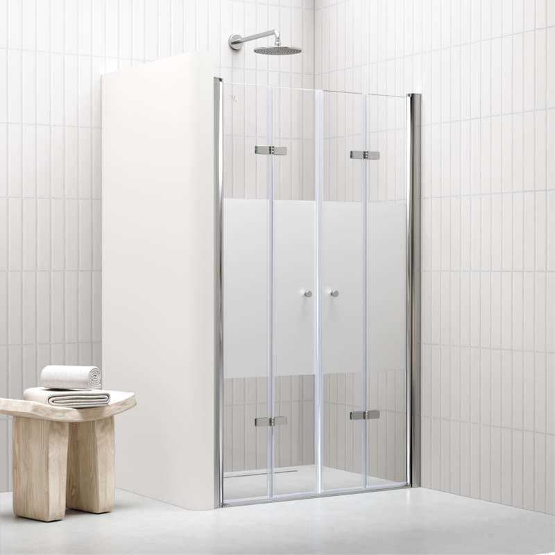 LENA - Porta de Duche (68-160 cm x 195 cm) com Vidro Meio Fosco 6 mm - Portas de Bater e Perfis em Metal Cromado