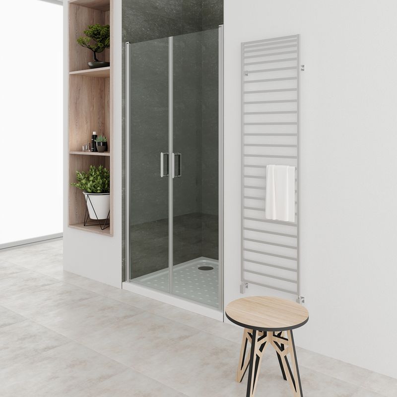 STELLA - Porta de Duche (70-100 cm x 180 cm) com Vidro Transparente 6 mm - Portas de Bater e Perfis em metal cromado