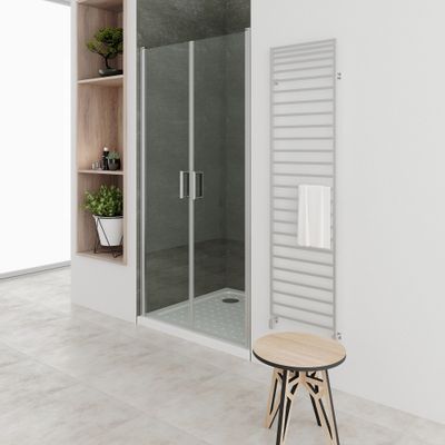 STELLA - Porta de Duche (70-100 cm x 190 cm) com Vidro Transparente 6 mm - Portas de Bater e Perfis em Metal Cromado