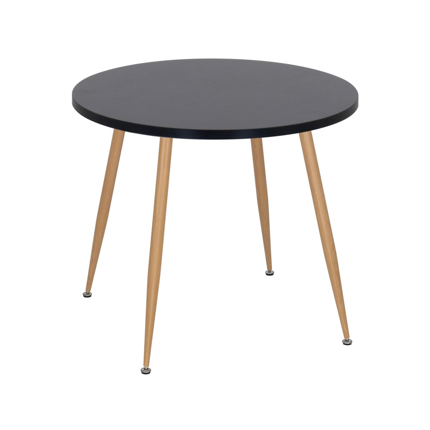 Mesa de Jantar Redonda Corin Wood Top MOG Casa - Mesa Moderna Regulável com Tampo MDF e Pés Metálicos Ajustáveis - Disponível em Ø80/Ø90/Ø100/Ø120cm  - Branco, Preto e Carvalho
