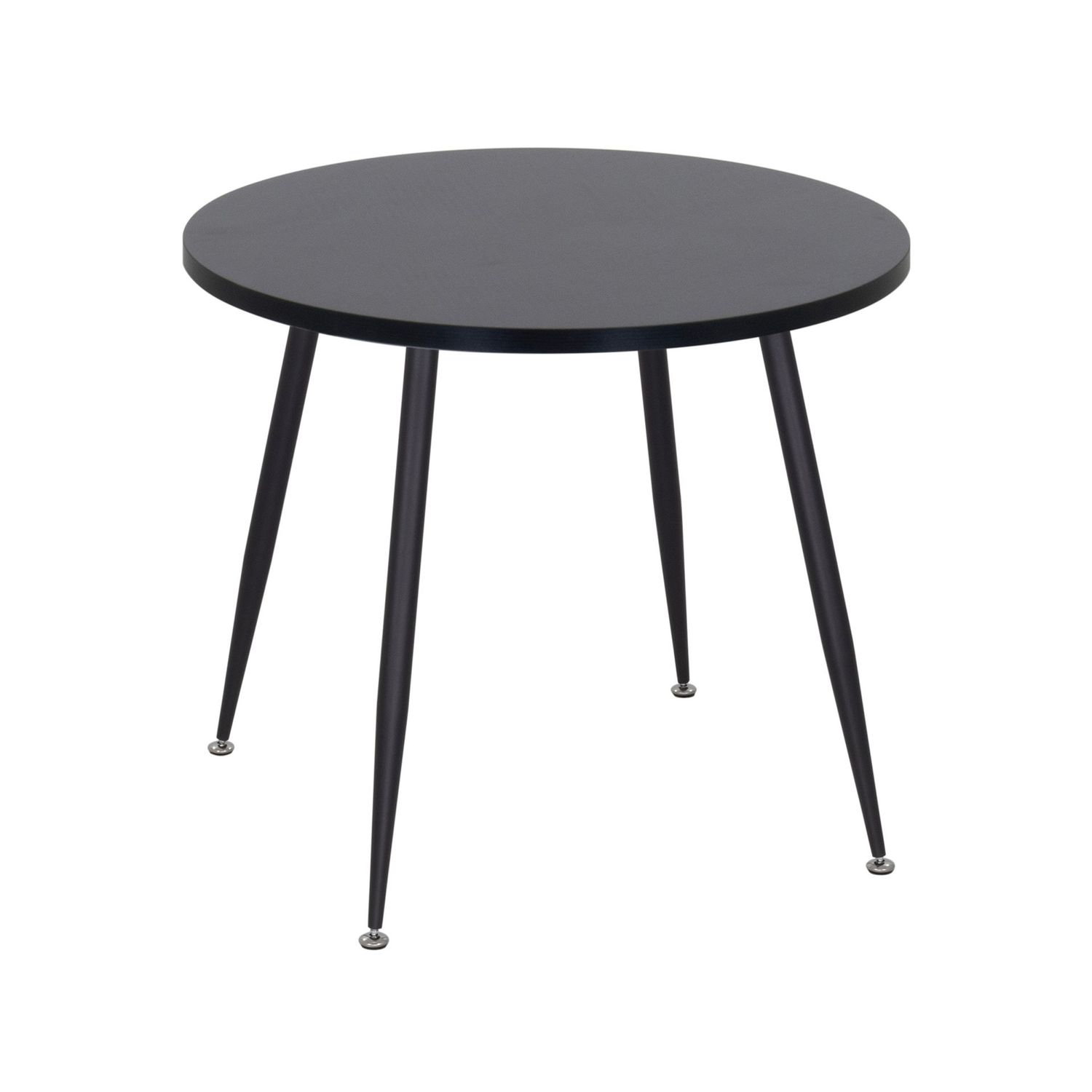 Mesa de Jantar Redonda Corin Wood Top MOG Casa - Mesa Moderna Regulável com Tampo MDF e Pés Metálicos Ajustáveis - Disponível em Ø80/Ø90/Ø100/Ø120cm  - Branco, Preto e Carvalho, Tampo: Preto, Pés: Preto, Tamanho: Ø80 cm