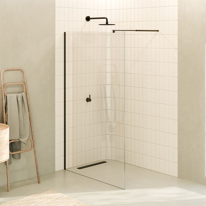 Walk in duche FIONA | Vidro Transparente | Perfis Pretos