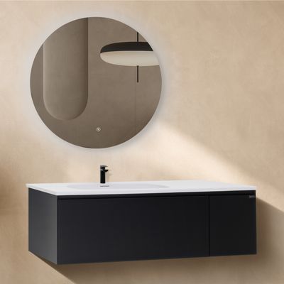 Conjunto Dafne Móvel Suspenso de 120cm em Preto Mate p/ Casa de Banho, Lavatório em Resina Mineral e Espelho LED Anti Embaciamento Conjunto Dafne Móvel Suspenso de 120cm em Preto Mate p/ Casa de Banho, Lavatório em Resina Mineral e Espelho LED Anti Embaciamento