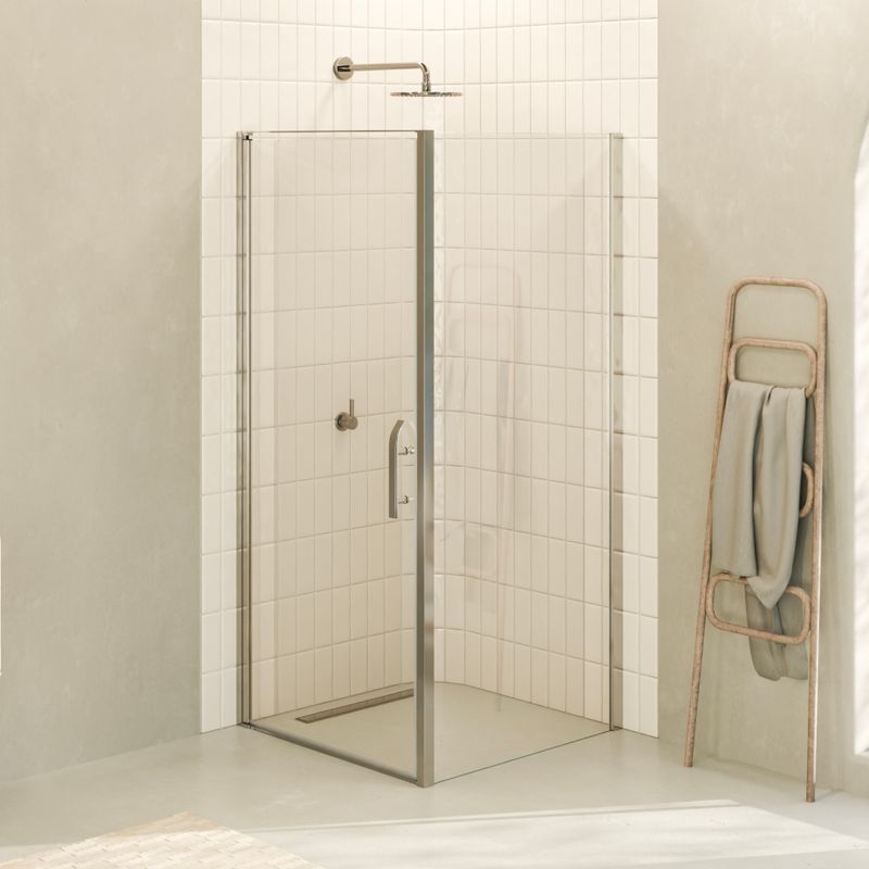 NICOLE - Cabine de Duche (80-95 cm x 195 cm) com Vidro Transparente 8mm - Entrada de Frente, Porta de Abrir e Perfis em Alumínio