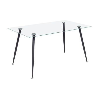 Mesa de Jantar BEALE [140 e 160 cm] | Tampo: Transparente | Pernas: Preto