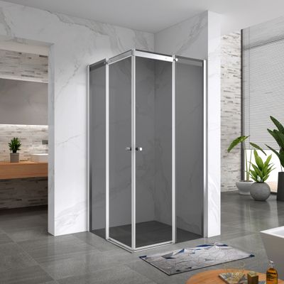KAYLEE - Cabine de Duche com Porta Deslizante (80-100 cm x 195 cm) com Vidro Escurecido 6mm - Entrada de Canto, Porta de Correr e Perfis Cromados