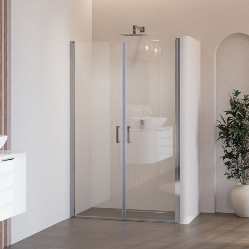 STELLA - Porta de Duche (70-100 cm x 180-190 cm) com Vidro Transparente 6 mm - Portas de Bater e Perfis em Metal Cromado