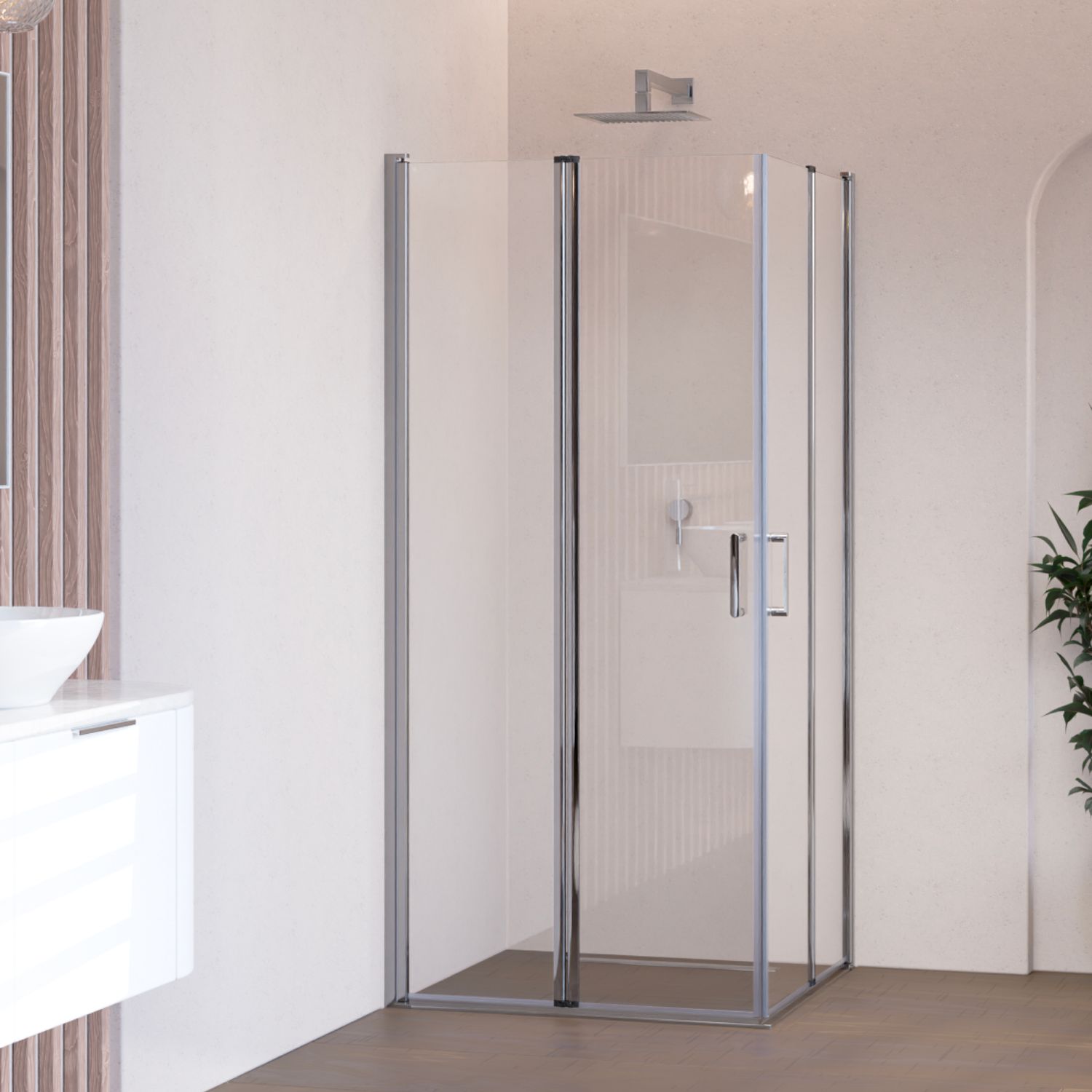 ALINA - Cabine de Duche (70-120 cm x 180-190 cm) com Vidro Transparente 6mm - Entrada de Canto, Portas Dobráveis e Perfis em Alumínio ALINA - Cabine de Duche (70-120 cm x 180-190 cm) com Vidro Transparente 6mm - Entrada de Canto, Portas Dobráveis e Perfis em Alumínio