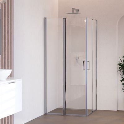 ALINA - Cabine de Duche (70-120 cm x 180-190 cm) com Vidro Transparente 6mm - Entrada de Canto, Portas Dobráveis e Perfis em Alumínio ALINA - Cabine de Duche (70-120 cm x 180-190 cm) com Vidro Transparente 6mm - Entrada de Canto, Portas Dobráveis e Perfis em Alumínio