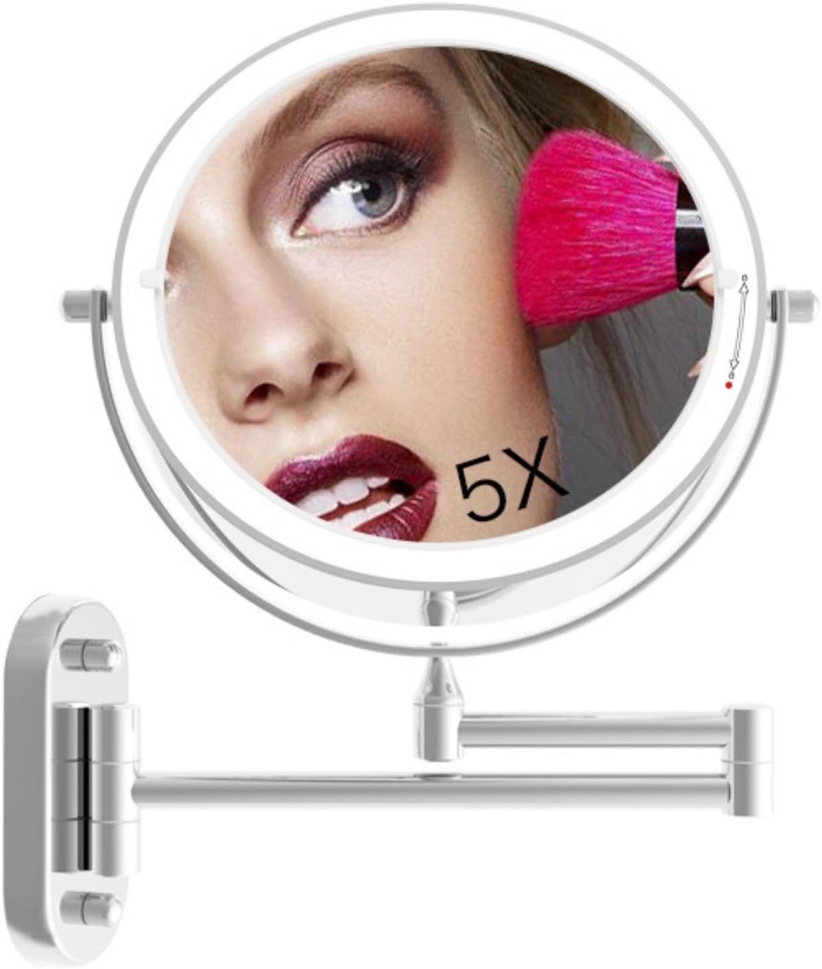 SHAVING - Espelho LED de Parede com Ampliação 5x e Rotação 360º para Maquilhagem e Barbear – Funciona com Pilhas AAA ou USB SHAVING - Espelho LED de Parede com Ampliação 5x e Rotação 360º para Maquilhagem e Barbear – Funciona com Pilhas AAA ou USB