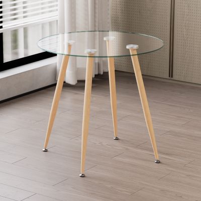 Mesa de Jantar CORIN | Tampo: Vidro | Pernas: Madeira Mesa de Jantar CORIN | Tampo: Vidro | Pernas: Madeira