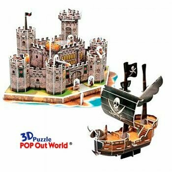Medieval castle and pirate ship