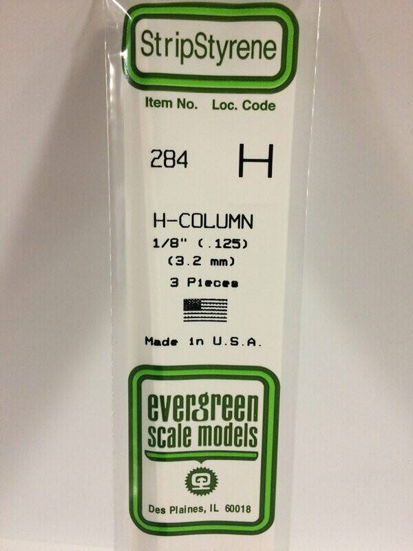 284 - .125 "(3,2 MM) COLUMNA H DE POLIESTIRENO BLANCO OPACO