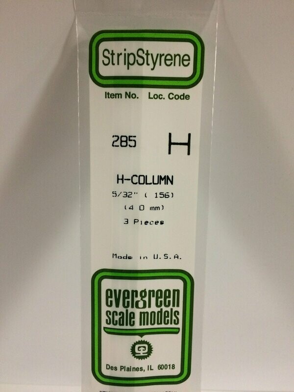 285 - .156 "(4.0MM) COLUMNA H DE POLIESTIRENO BLANCO OPACO