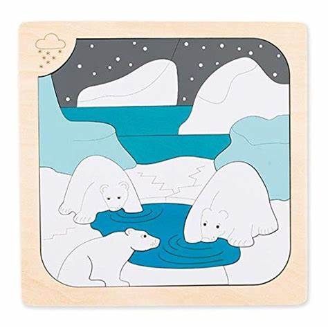 PUZZLE DE MADERA ALTA CALIDAD GEORGE LUCK OSOS POLARES