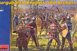 48 UNIDADES FIGURAS 1/72 BURGUNDIAN KNIGHTS AND ARCHERS