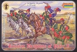 FIGURAS 1/72 34 FIGURAS, 28 POSES  RUSSIAN DRAGOONS OF PETER