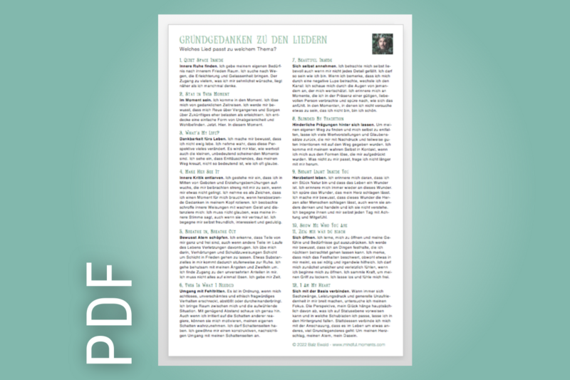 Grundgedanken/Affirmationen zu den Liedern von &#39;Quiet Space Inside&#39; (pdf Download)