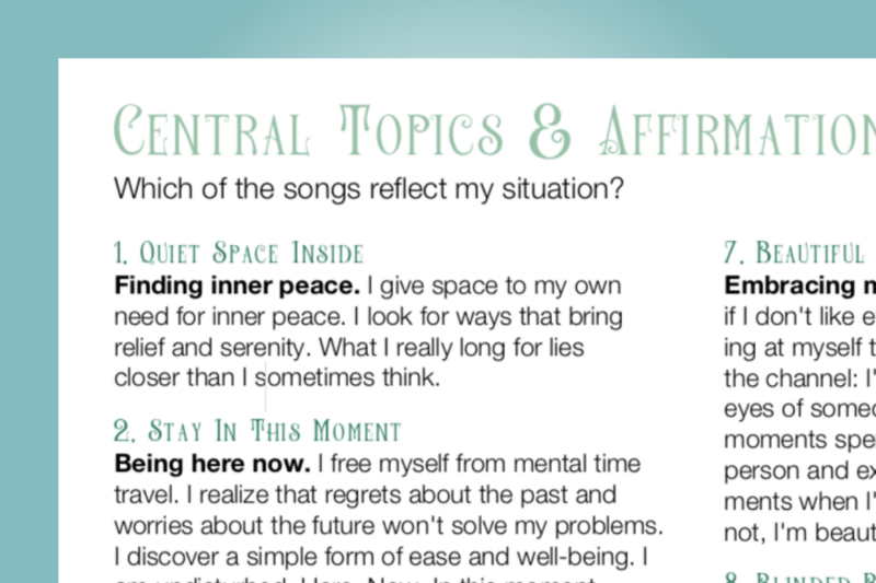 Central Topics and Affirmations from 'Quiet Space Inside' (pdf Download)