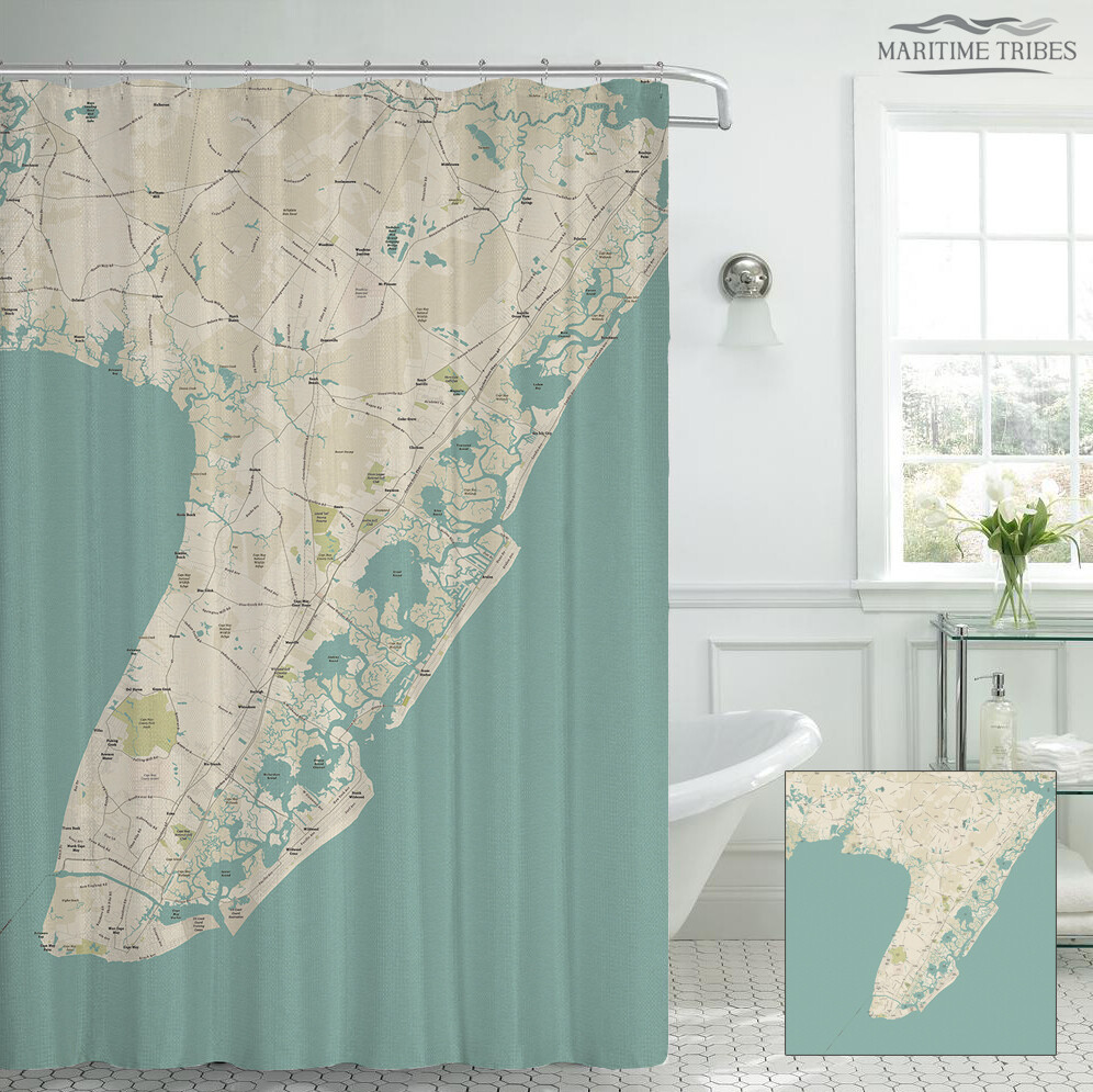 Custom Cape May Map Shower Curtain