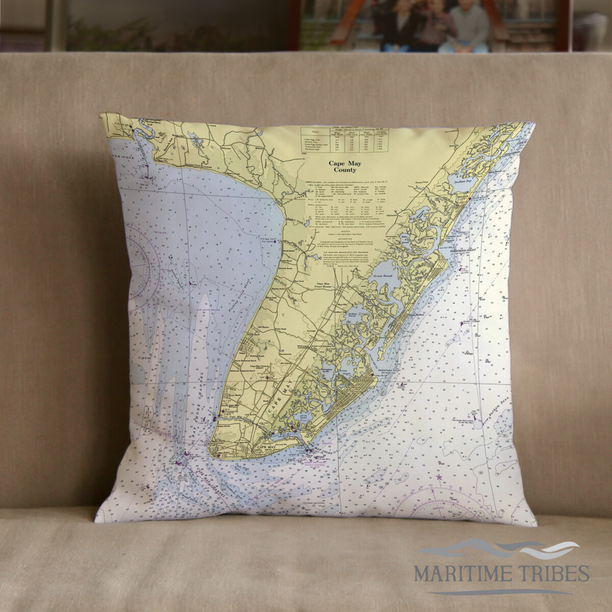 Custom Cape May Map 16"x16" Pillow-Indoor/Outdoor