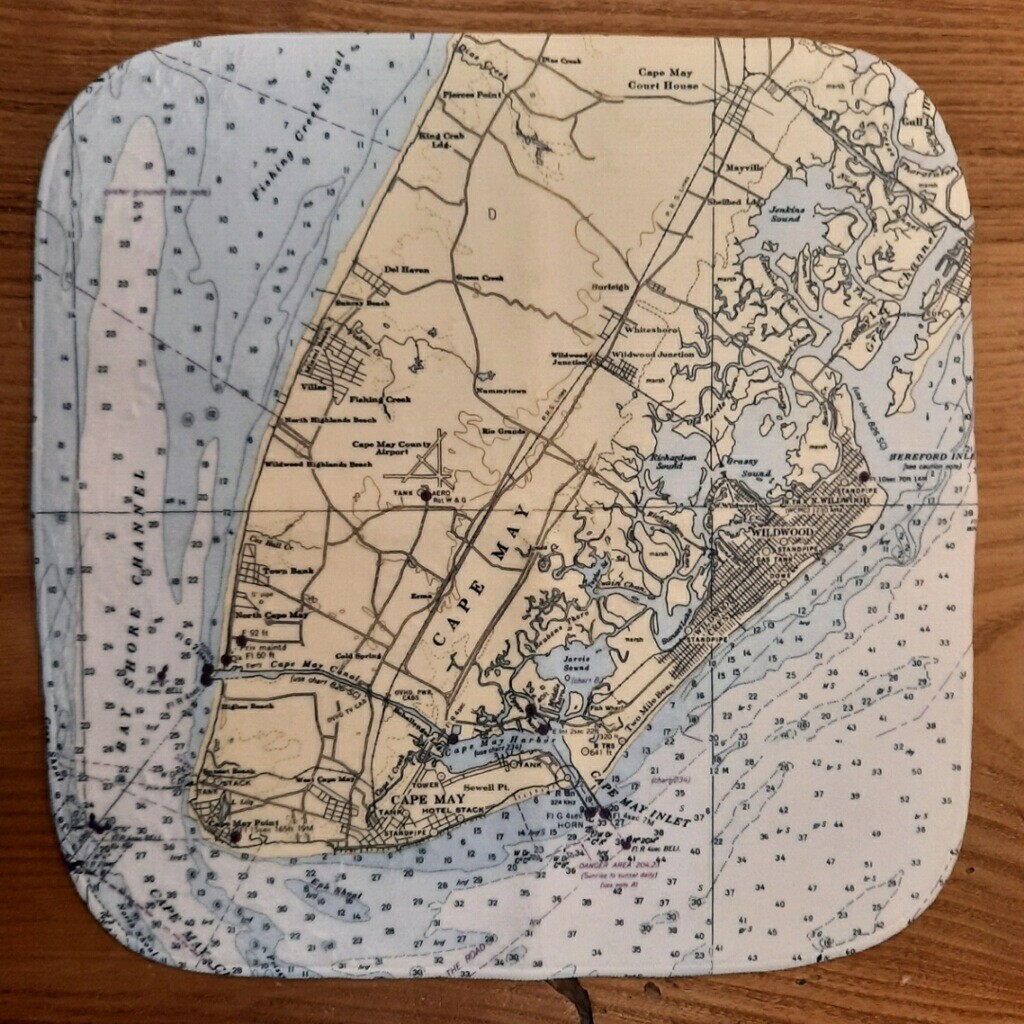 Custom Cape May Nautical Chart Washcloth
