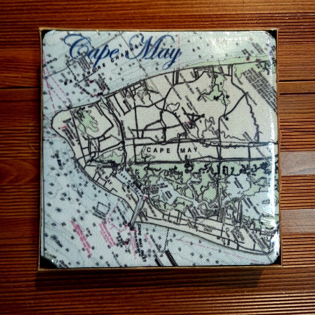 Nautical Chart Cape May Coasters, Set of 4, Indoor/Outdoor Fabric