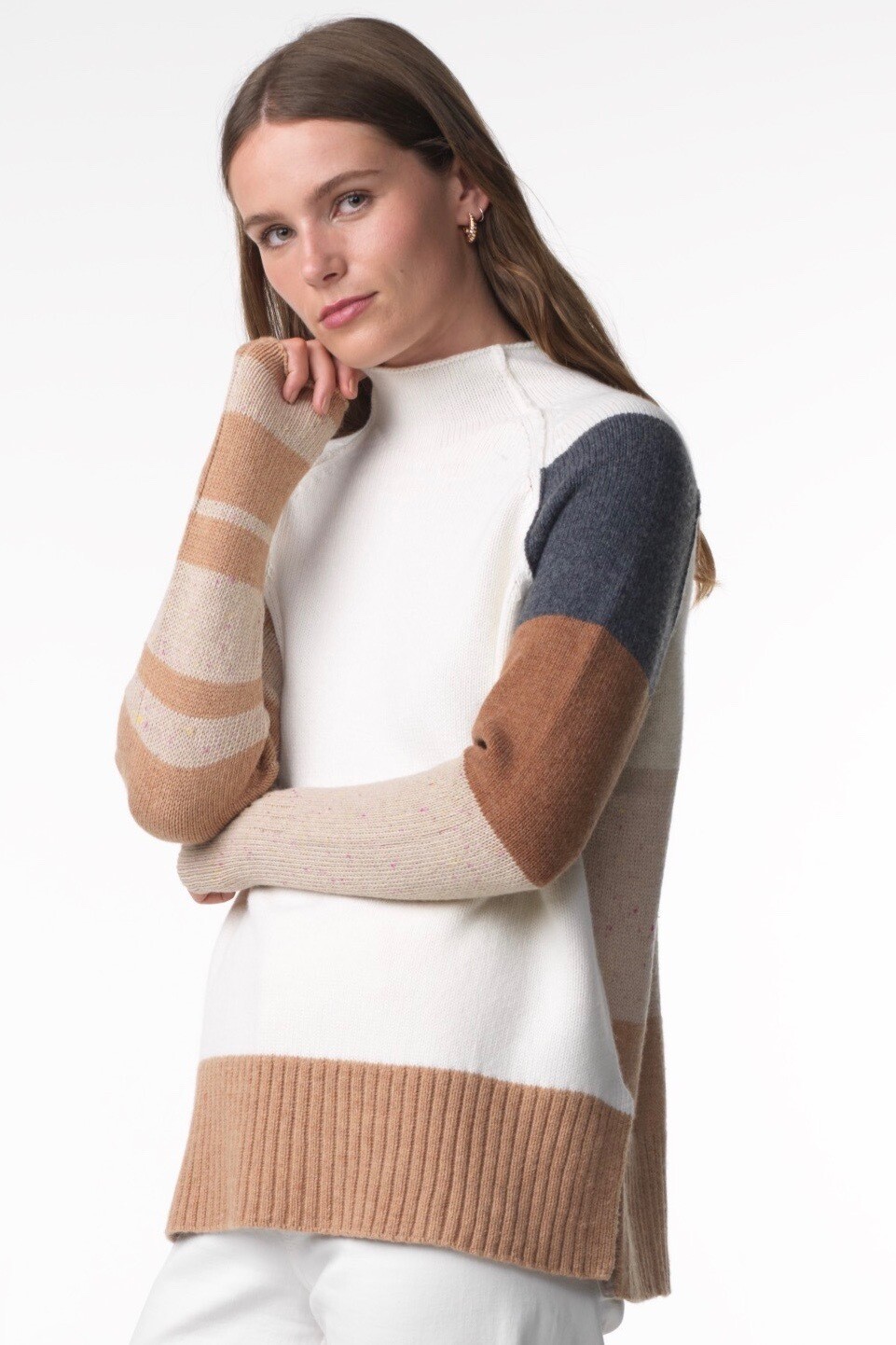 Cotton & Merino Wool Color Block Sweater by Zaket & Plover