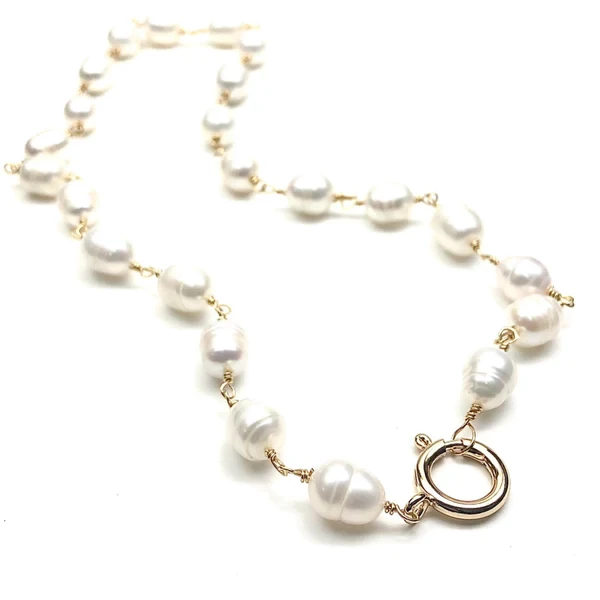 LARGE PEARL LINK NECKLACE