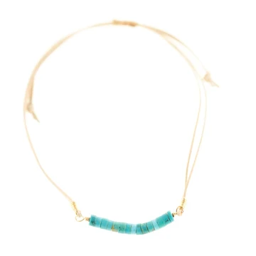 TURQUOISE HEISHI LEATHER ANKLET