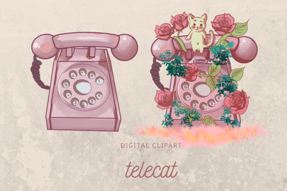 Telephone Cat Clipart