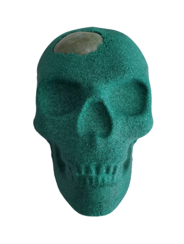 Bath Bomb - Skull (Green Irish) w/Moss Agate