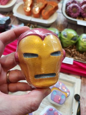 Bath Bomb -Retro Iron Dude (Rainbow Sherbet) Character Charm inside!