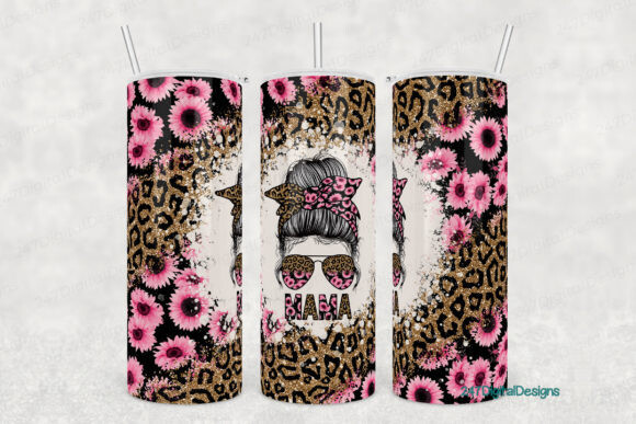 Leopard Pink Sunflower Mama Tumbler