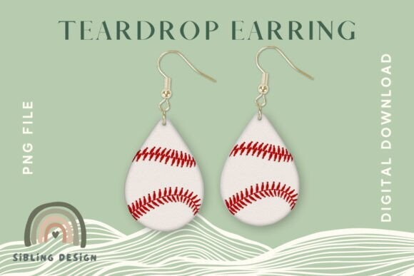 Baseball Teardrop Earring Sublimation Graphic