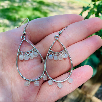Moonstone Wire Wrapped Earrings