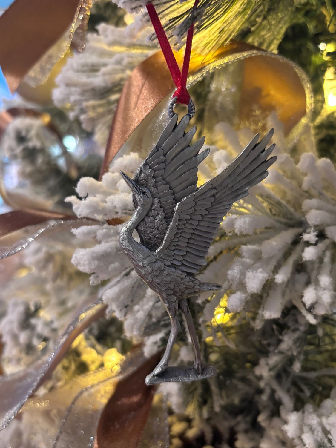 Pewter Crane Ornament