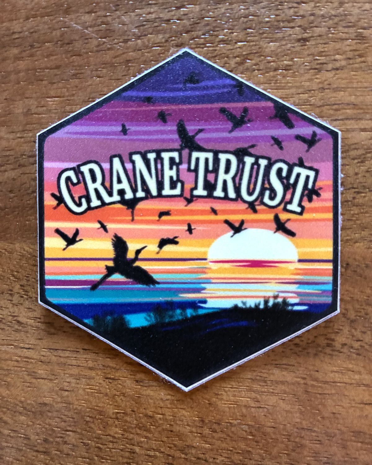 Sunset Crane Sticker